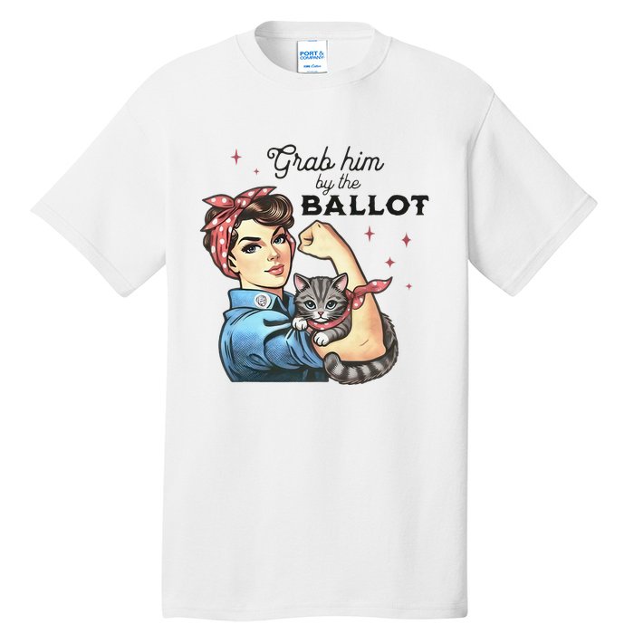 Grab Him By The Ballot Childless Cat Lady Election 2024 Tall T-Shirt