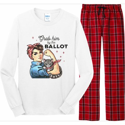 Grab Him By The Ballot Childless Cat Lady Election 2024 Long Sleeve Pajama Set