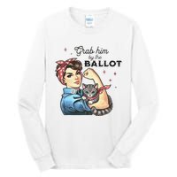 Grab Him By The Ballot Childless Cat Lady Election 2024 Tall Long Sleeve T-Shirt