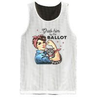 Grab Him By The Ballot Childless Cat Lady Election 2024 Mesh Reversible Basketball Jersey Tank