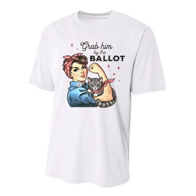 Grab Him By The Ballot Childless Cat Lady Election 2024 Performance Sprint T-Shirt