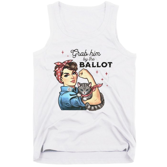 Grab Him By The Ballot Childless Cat Lady Election 2024 Tank Top