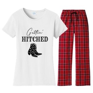 Getting Hitched Bride Western Bachelorette Party Women's Flannel Pajama Set