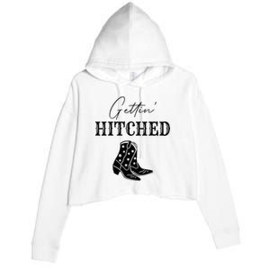 Getting Hitched Bride Western Bachelorette Party Crop Fleece Hoodie