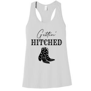 Getting Hitched Bride Western Bachelorette Party Women's Racerback Tank