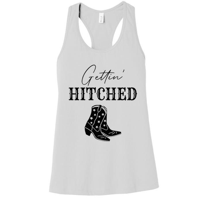 Getting Hitched Bride Western Bachelorette Party Women's Racerback Tank