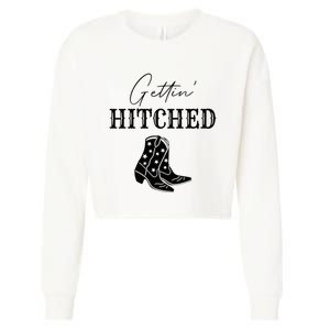 Getting Hitched Bride Western Bachelorette Party Cropped Pullover Crew