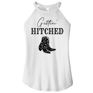 Getting Hitched Bride Western Bachelorette Party Women's Perfect Tri Rocker Tank