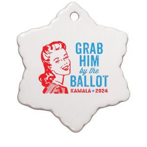 Grab Him By The Ballot Kamala 2024 Funny Harris Election Ceramic Star Ornament