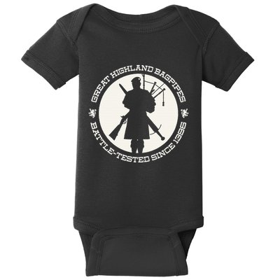 Great Highland Bagpipes Battle Tested Since 1396 Baby Bodysuit