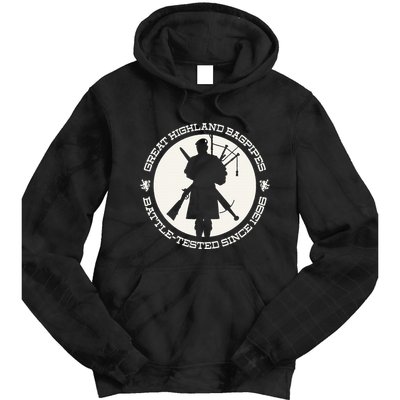 Great Highland Bagpipes Battle Tested Since 1396 Tie Dye Hoodie