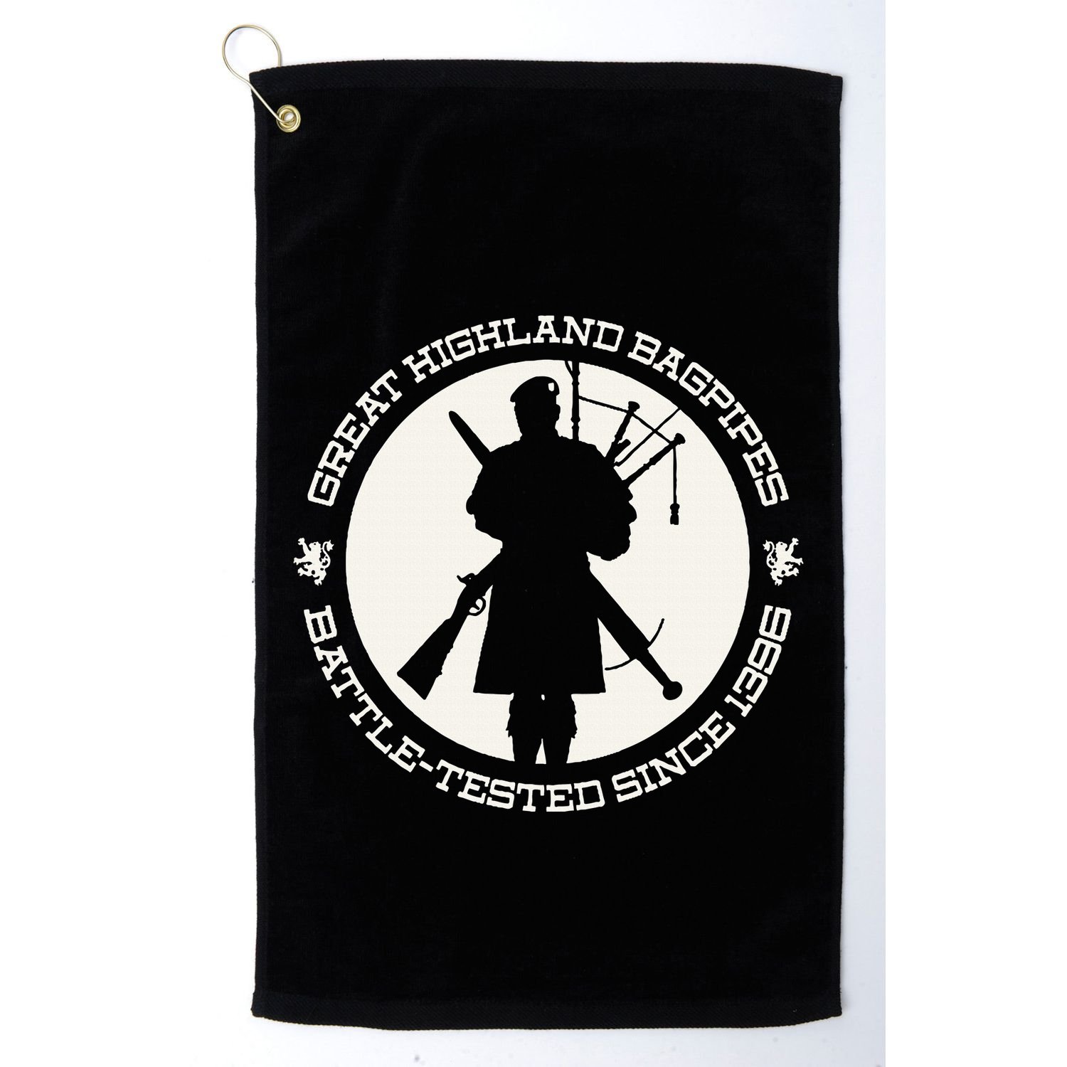 Great Highland Bagpipes Battle Tested Since 1396 Golf Towel