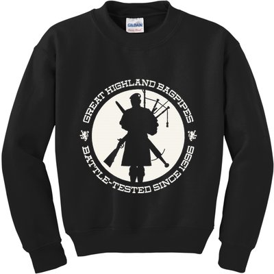 Great Highland Bagpipes Battle Tested Since 1396 Kids Sweatshirt