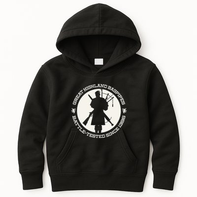 Great Highland Bagpipes Battle Tested Since 1396 Kids Hoodie
