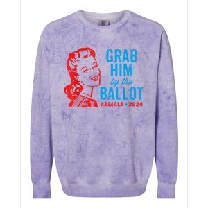 Grab Him By The Ballot Kamala 2024 Funny Harris Election Colorblast Crewneck Sweatshirt