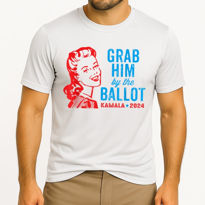 Grab Him By The Ballot Kamala 2024 Funny Harris Election Cooling Performance Crew T-Shirt
