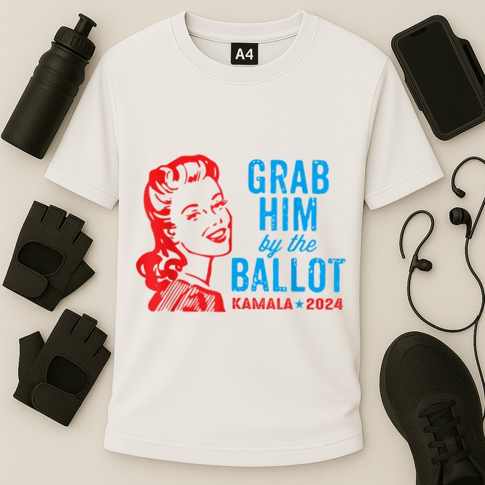 Grab Him By The Ballot Kamala 2024 Funny Harris Election Cooling Performance Crew T-Shirt