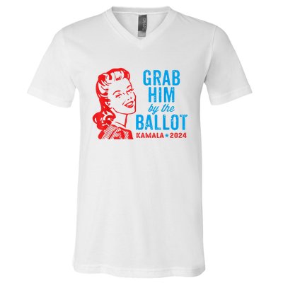 Grab Him By The Ballot Kamala 2024 Funny Harris Election V-Neck T-Shirt