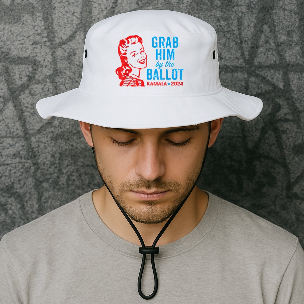 Grab Him By The Ballot Kamala 2024 Funny Harris Election Bucket Hat