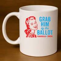 Grab Him By The Ballot Kamala 2024 Funny Harris Election 11oz C Handle Ceramic Mug