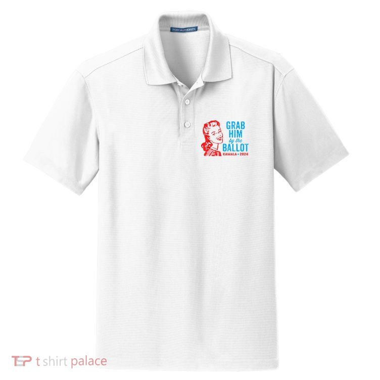 Grab Him By The Ballot Kamala 2024 Funny Harris Election Dry Zone Grid Polo