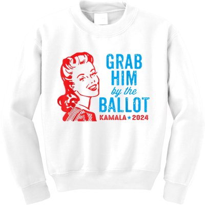 Grab Him By The Ballot Kamala 2024 Funny Harris Election Kids Sweatshirt