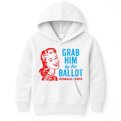 Grab Him By The Ballot Kamala 2024 Funny Harris Election Kids Hoodie