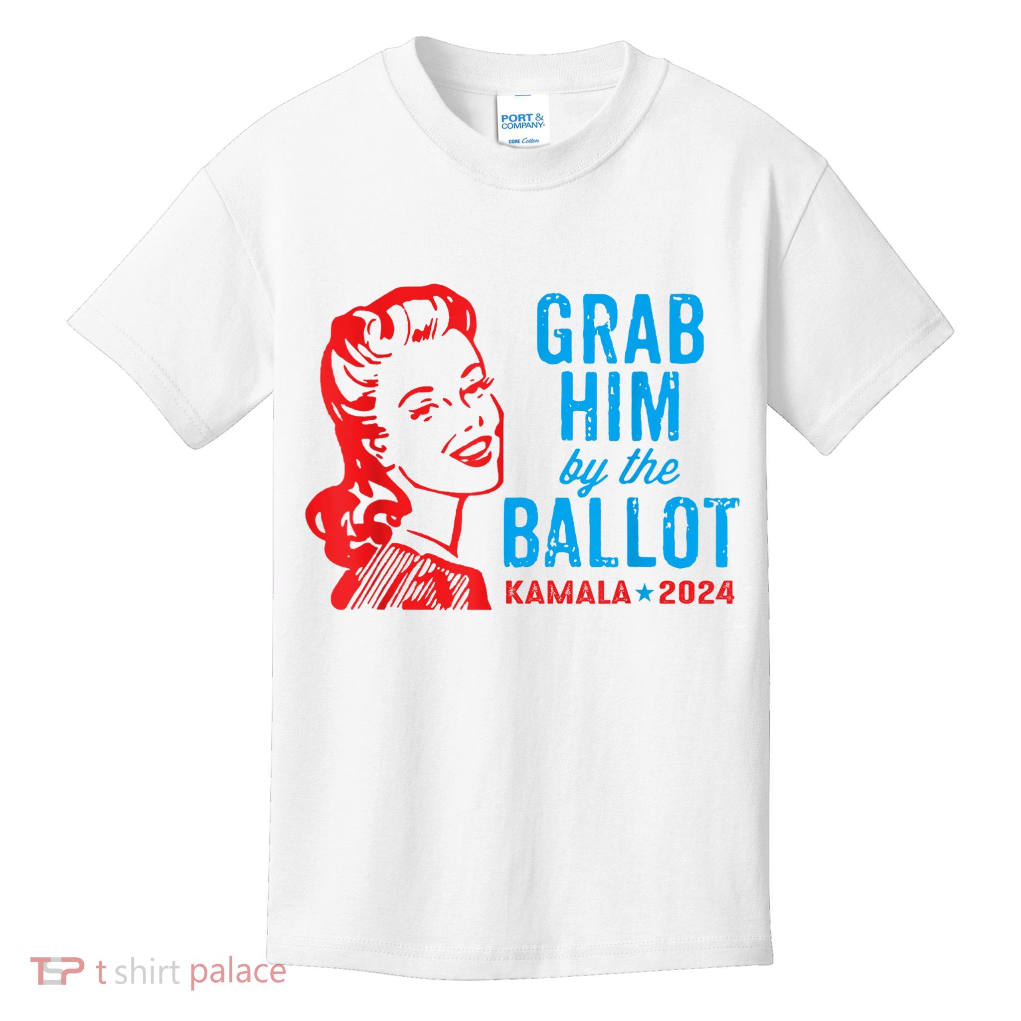 Grab Him By The Ballot Kamala 2024 Funny Harris Election Kids T-Shirt