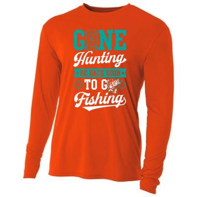 Gone Hunting Be Back Soon To Go Fishing Bass Essential Idea Gift Cooling Performance Long Sleeve Crew