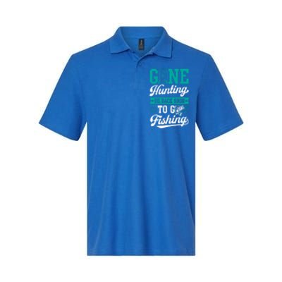 Gone Hunting Be Back Soon To Go Fishing Bass Essential Idea Gift Softstyle Adult Sport Polo