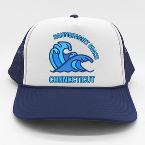 Graphic Hammonasset Beach Connecticut Pocket Wave Souvenir Trucker Hat