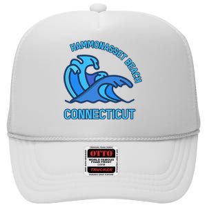 Graphic Hammonasset Beach Connecticut Pocket Wave Souvenir High Crown Mesh Back Trucker Hat