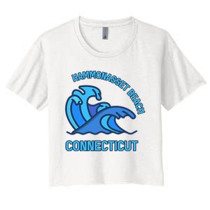 Graphic Hammonasset Beach Connecticut Pocket Wave Souvenir Women's Crop Top Tee