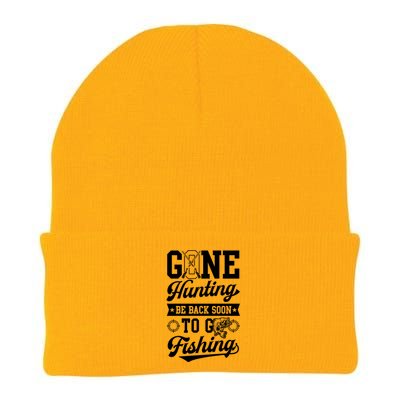 Gone Hunting Be Back Soon To Go Fishing Bass Essential Idea Gift Knit Cap Winter Beanie