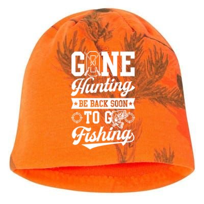 Gone Hunting Be Back Soon To Go Fishing Bass Essential Idea Gift Kati - Camo Knit Beanie