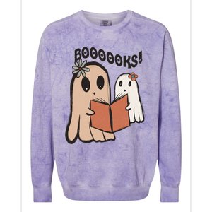 Groovy Halloween Booooks Ghost Hippie Boo Reading Books Gift Colorblast Crewneck Sweatshirt