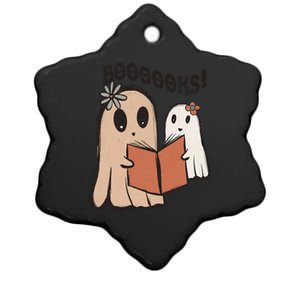 Groovy Halloween Booooks Ghost Hippie Boo Reading Books Gift Ceramic Star Ornament