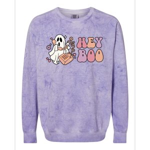 Groovy Hey Boo Cute Ghost Funny Halloween Gift Colorblast Crewneck Sweatshirt