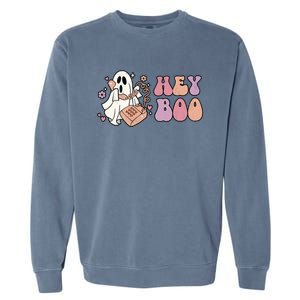 Groovy Hey Boo Cute Ghost Funny Halloween Gift Garment-Dyed Sweatshirt