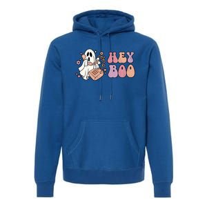 Groovy Hey Boo Cute Ghost Funny Halloween Gift Premium Hoodie