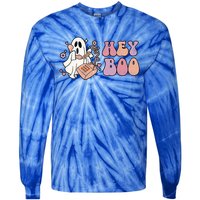 Groovy Hey Boo Cute Ghost Funny Halloween Gift Tie-Dye Long Sleeve Shirt