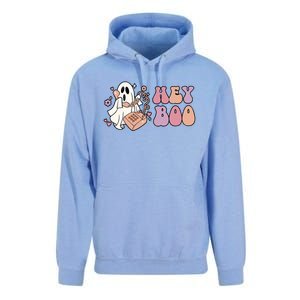 Groovy Hey Boo Cute Ghost Funny Halloween Gift Unisex Surf Hoodie