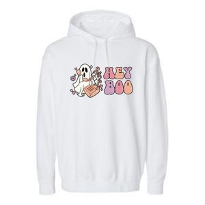 Groovy Hey Boo Cute Ghost Funny Halloween Gift Garment-Dyed Fleece Hoodie