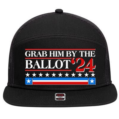 Grab Him By The Ballot 2024 7 Panel Mesh Trucker Snapback Hat