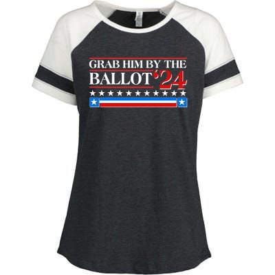 Grab Him By The Ballot 2024 Enza Ladies Jersey Colorblock Tee