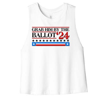 Grab Him By The Ballot 2024 Women's Racerback Cropped Tank