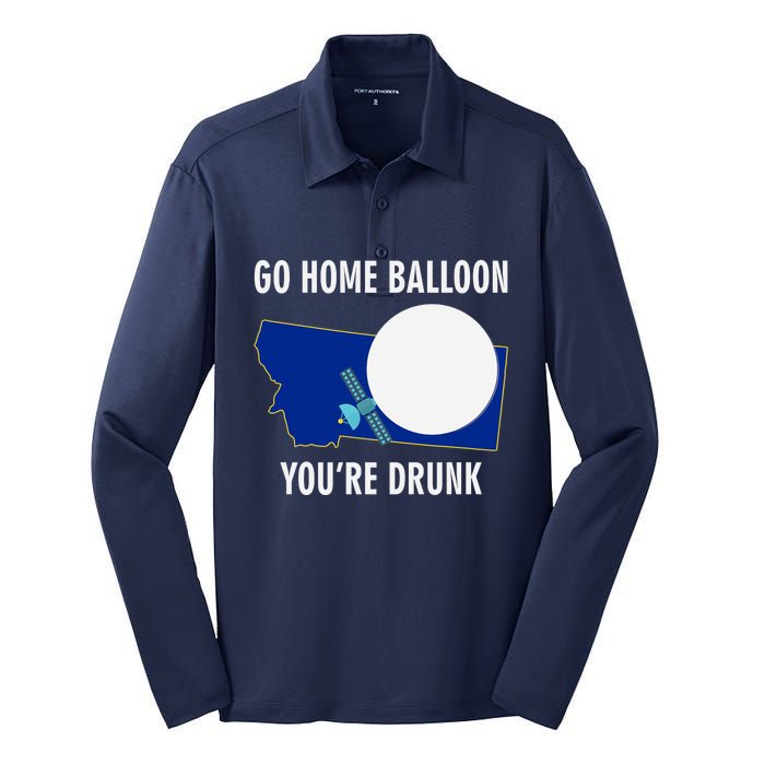 Go Home Balloon You're Drunk Funny Chinese Spy Balloon Silk Touch Performance Long Sleeve Polo