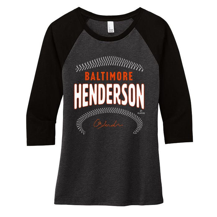 Gunnar Henderson Baltimore Name & Number Women's Tri-Blend 3/4-Sleeve Raglan Shirt