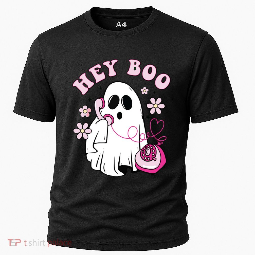 Groovy Hey Boo Cute Ghost Funny Halloween Girls Kids Performance Shirt
