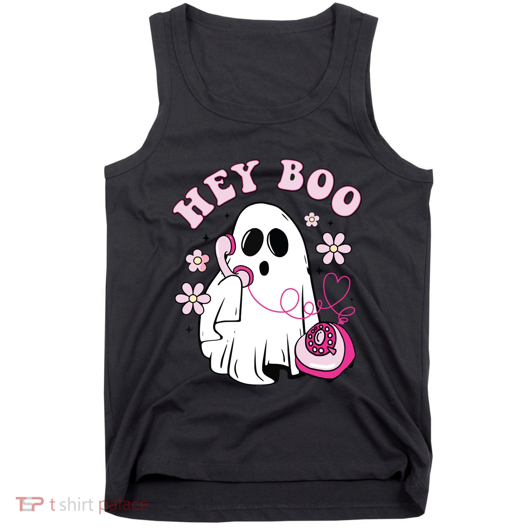 Groovy Hey Boo Cute Ghost Funny Halloween Girls Kids Tank Top